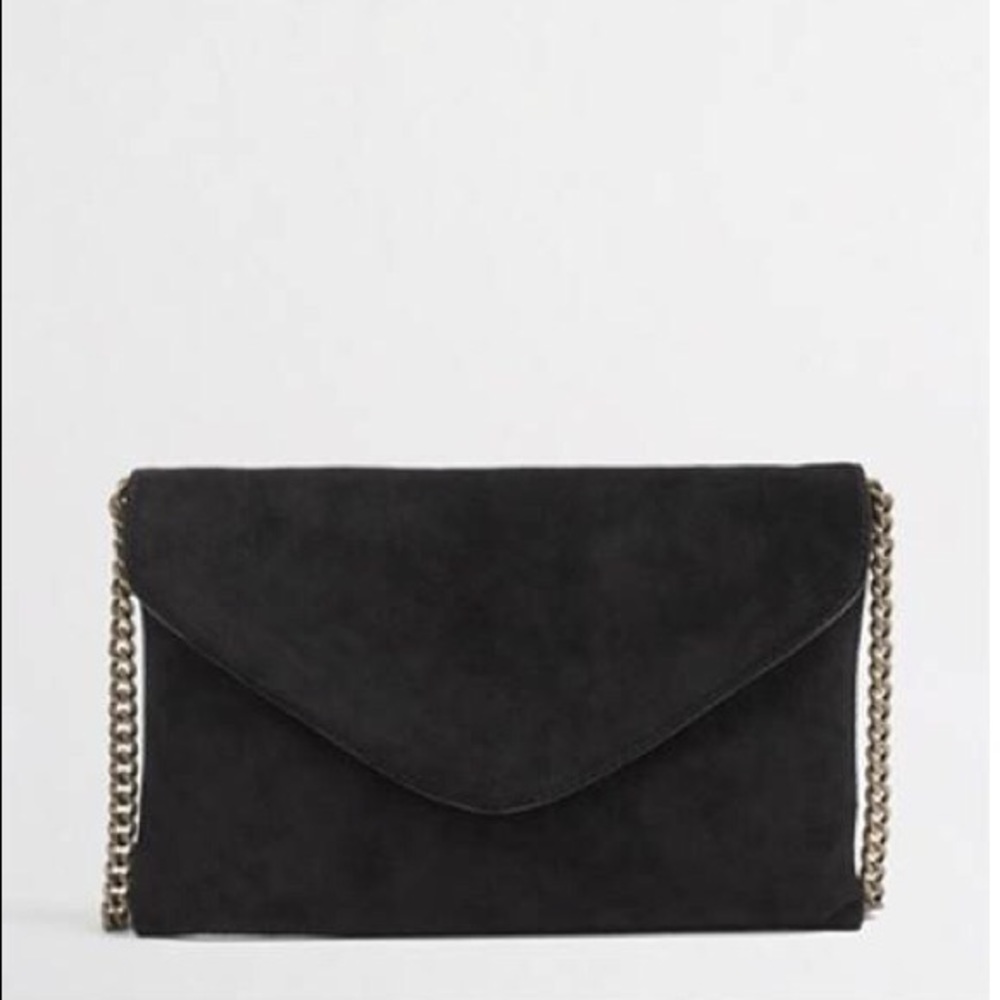 J Crew Envelope Suede Clutch - black